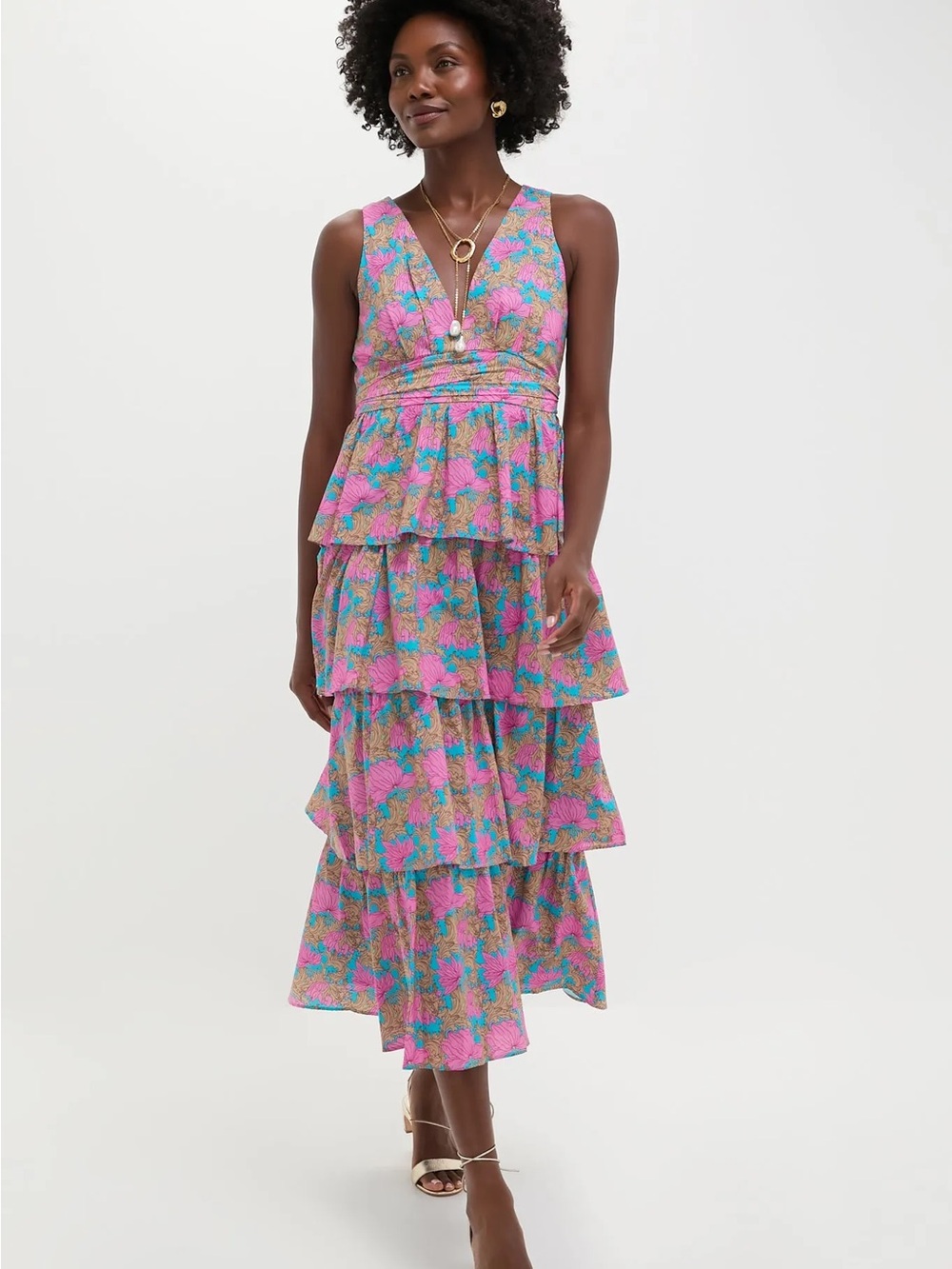 Hyacinth House Pink Floral Bonnie Midi Dress